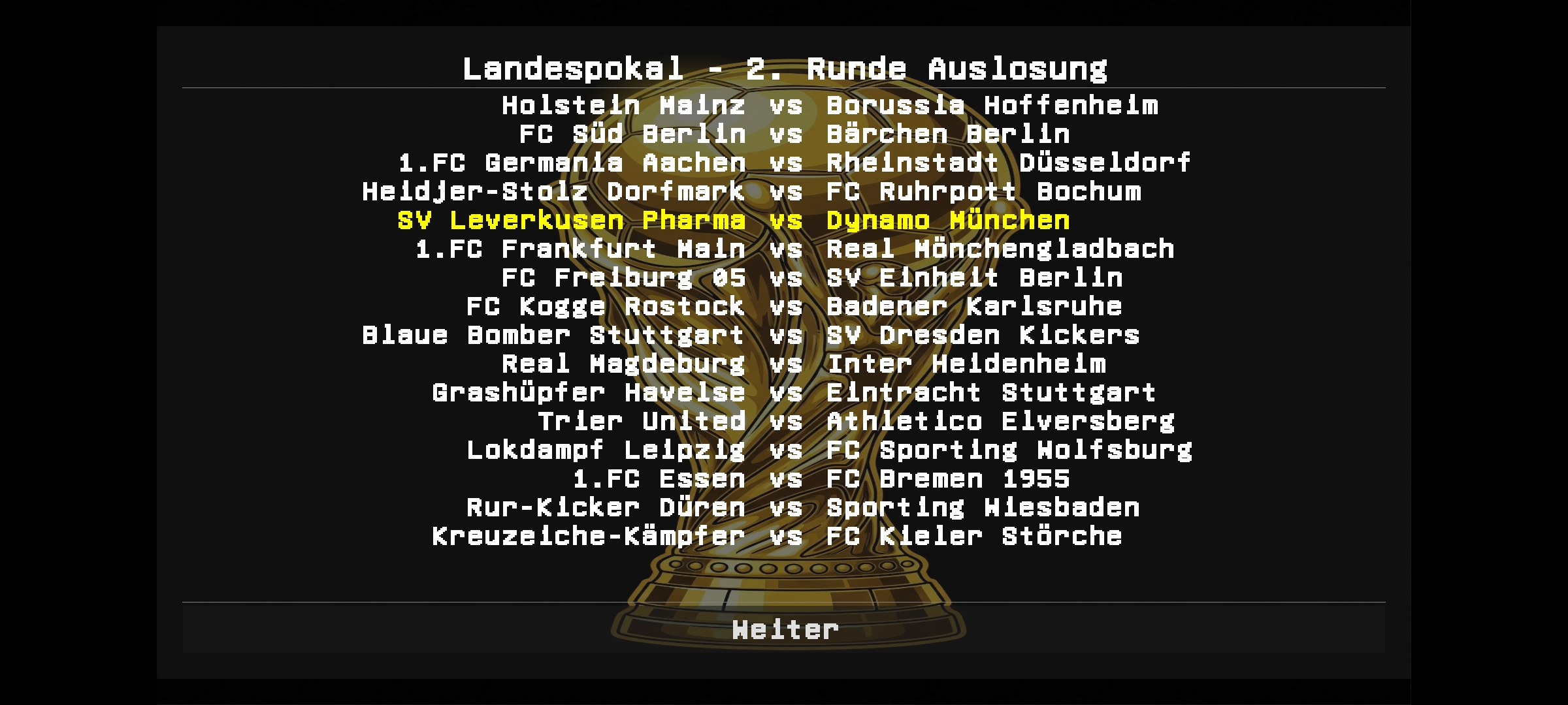 DFB-Pokal Draw - Cup tournament bracket with all pairings