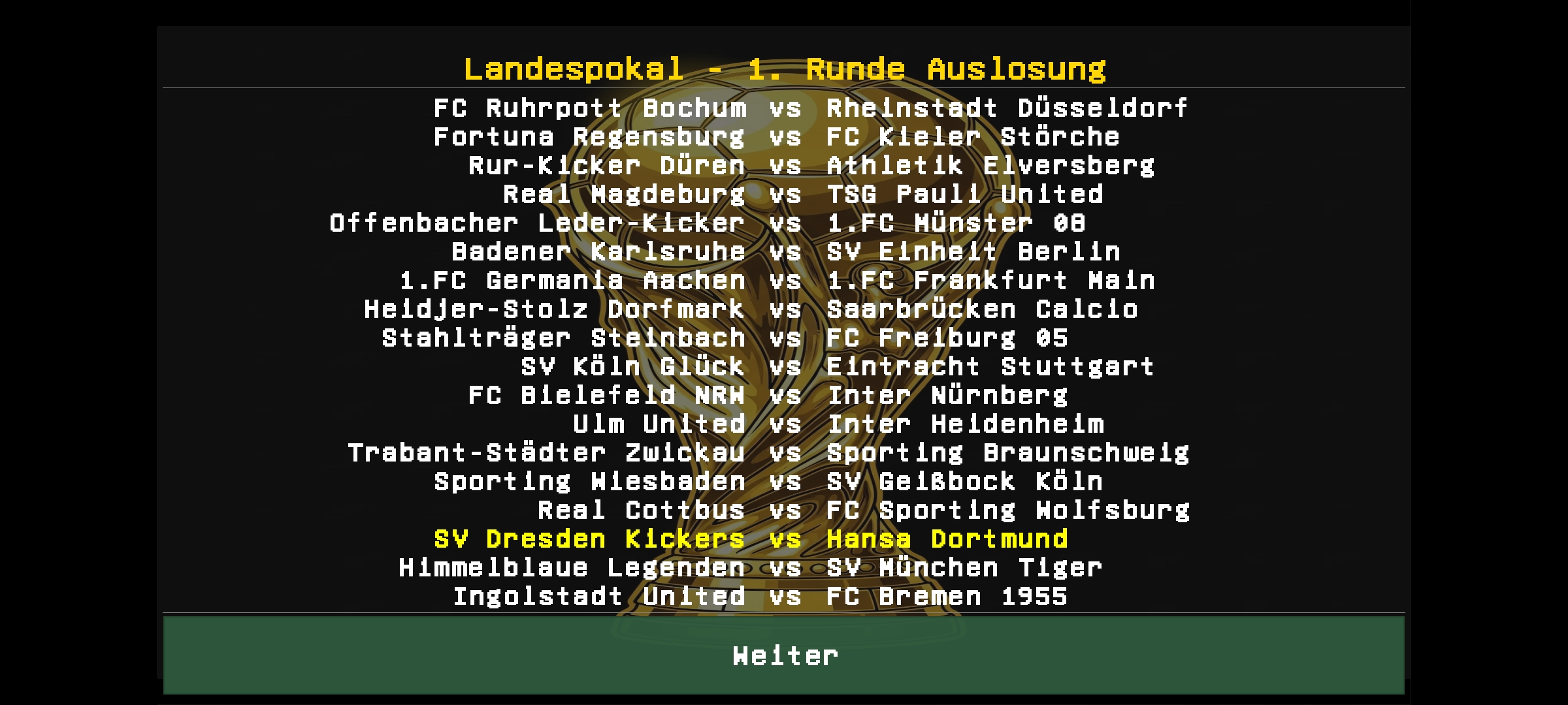 DFB-Pokal Draw - Cup tournament bracket with all pairings