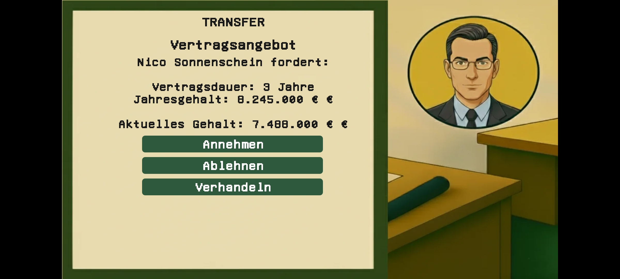 Transfer Menu - Buy, sell players and contract negotiations