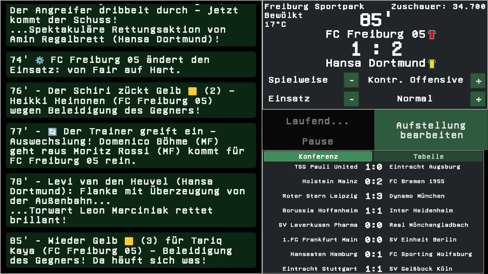 Live match with commentary