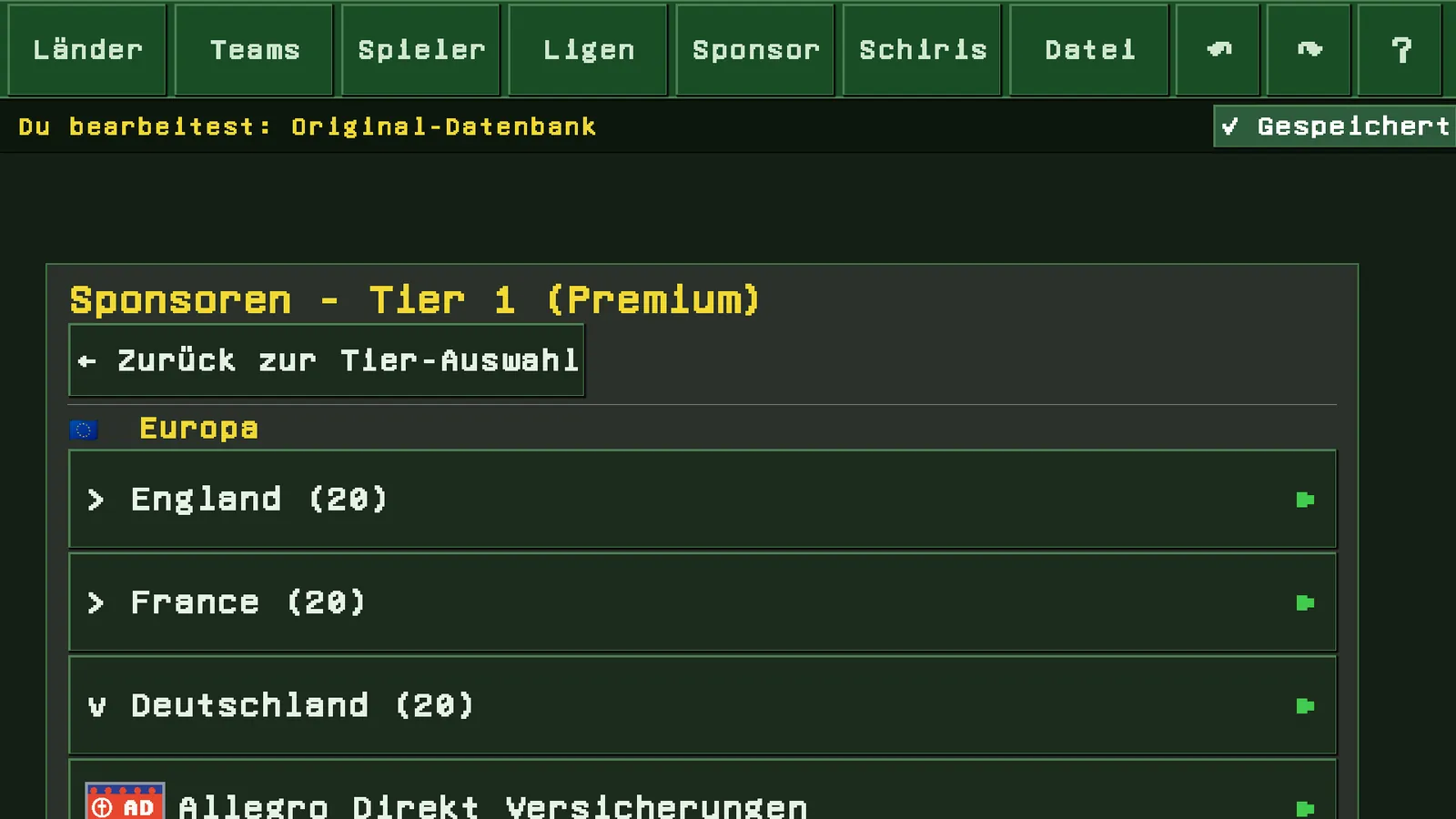 Sponsorenliste je Liga-Stufe