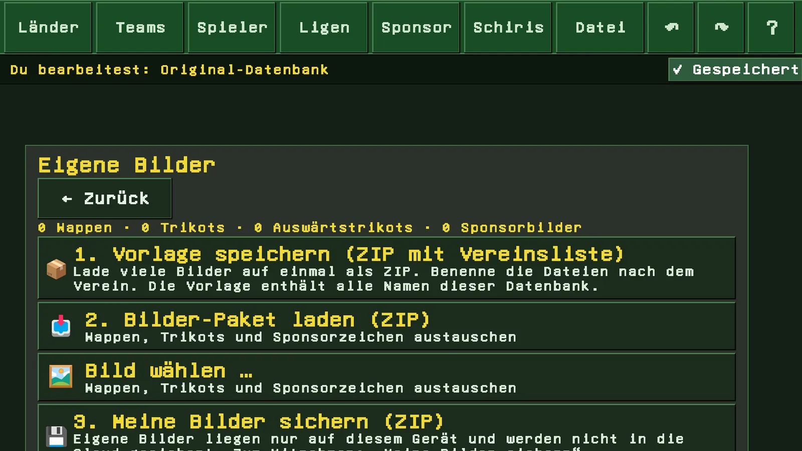 Eigene Bilder: Vorlage, Import, Sicherung