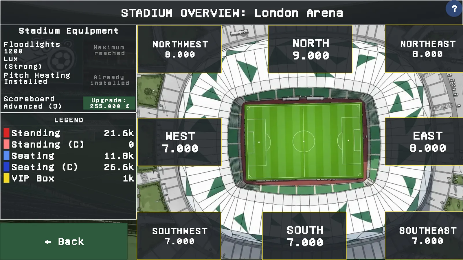 Stadium expansion with its eight stands