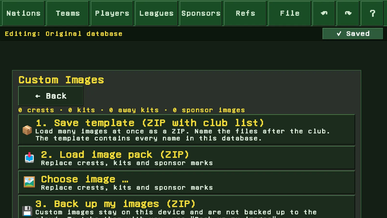 Your own artwork: template, import, backup