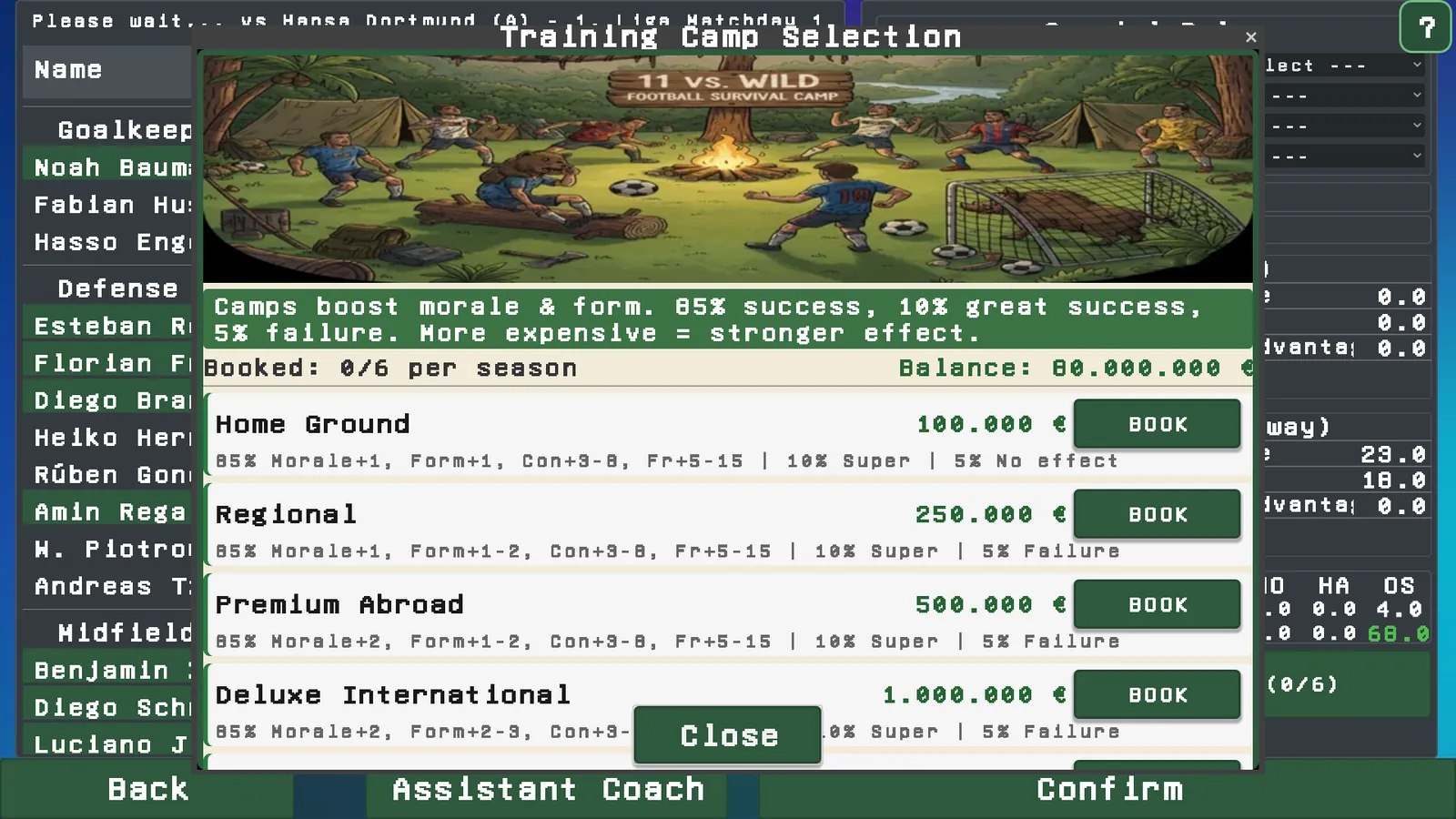 Training camp selection with the counter