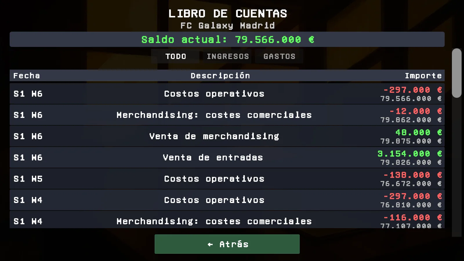 Libro de cuentas con ingresos y gastos