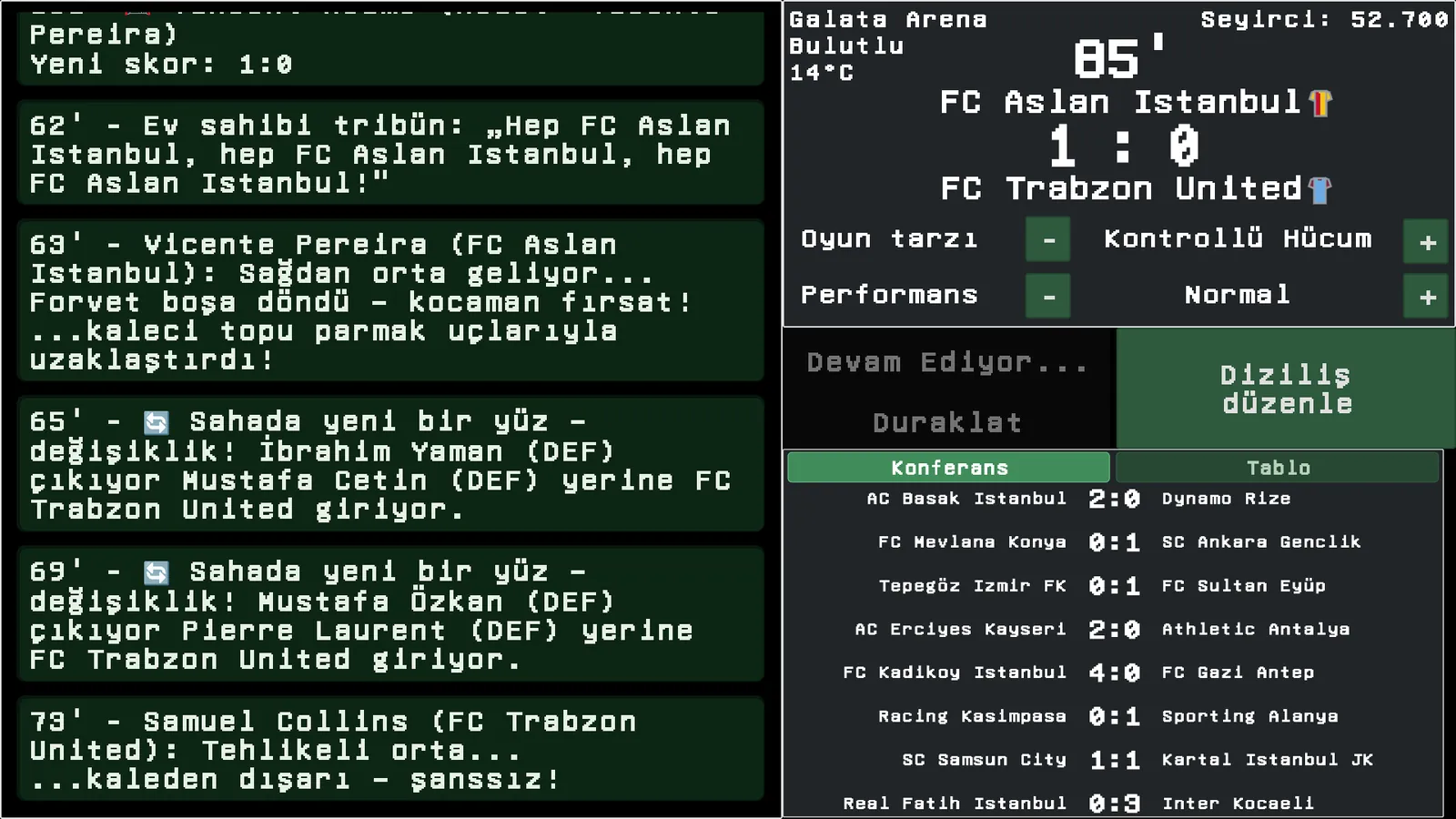 Live match with commentary