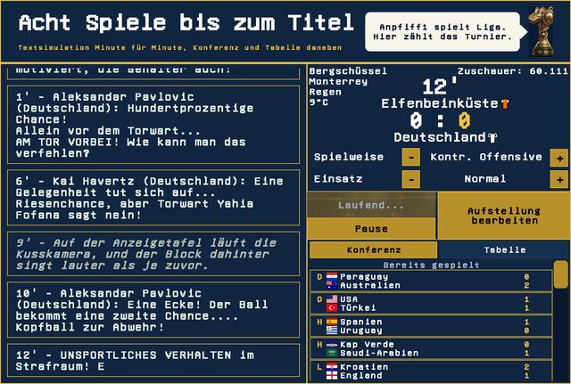 Acht Spiele bis zum Titel