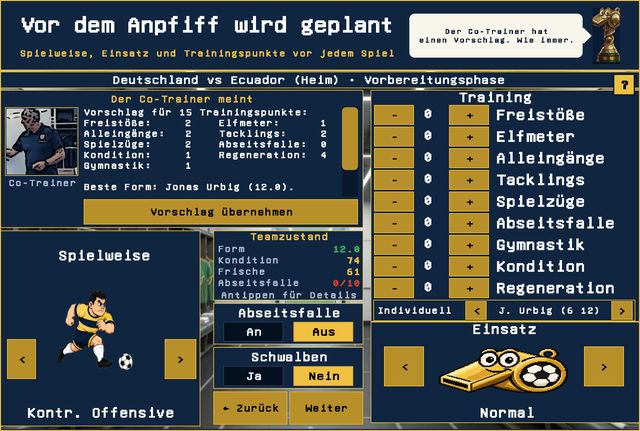 Vor dem Anpfiff wird geplant