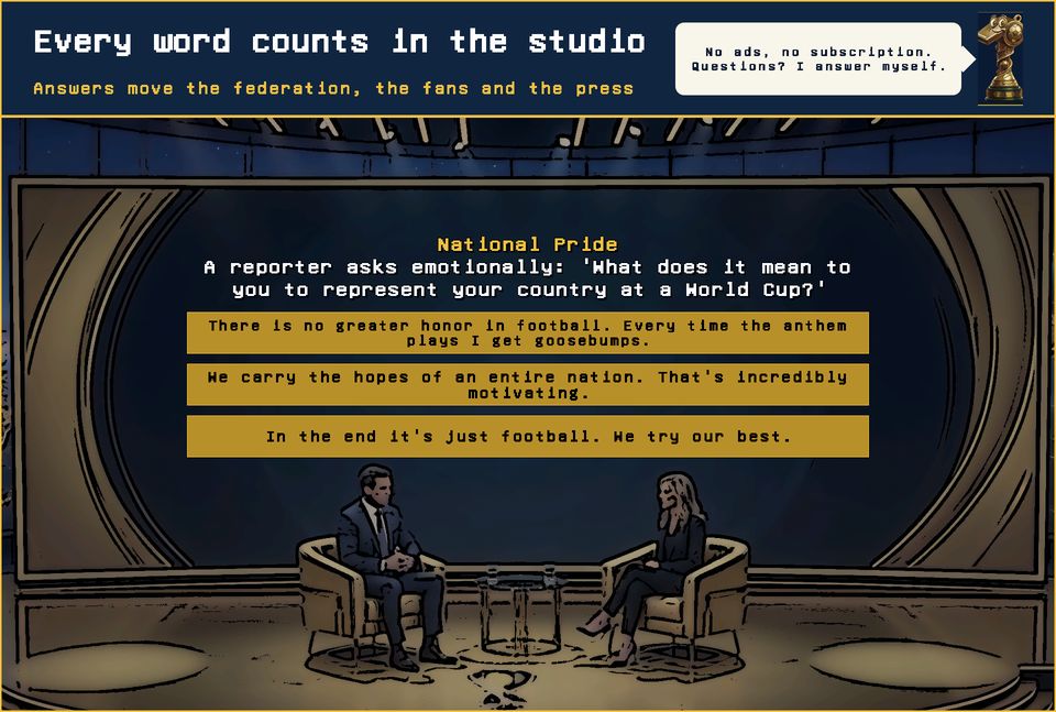 Press studio with answer options
